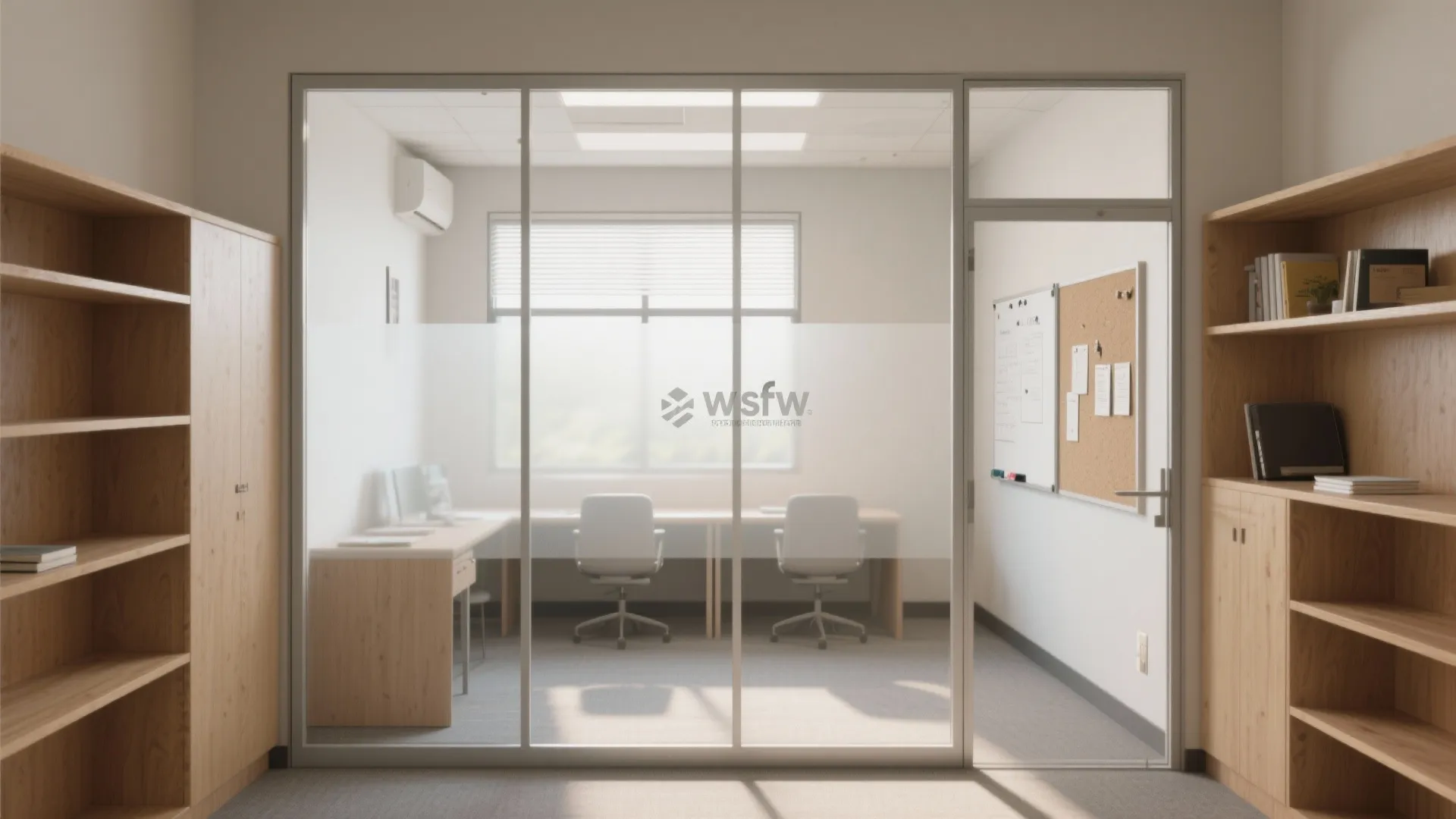 Transparency with glass partitions