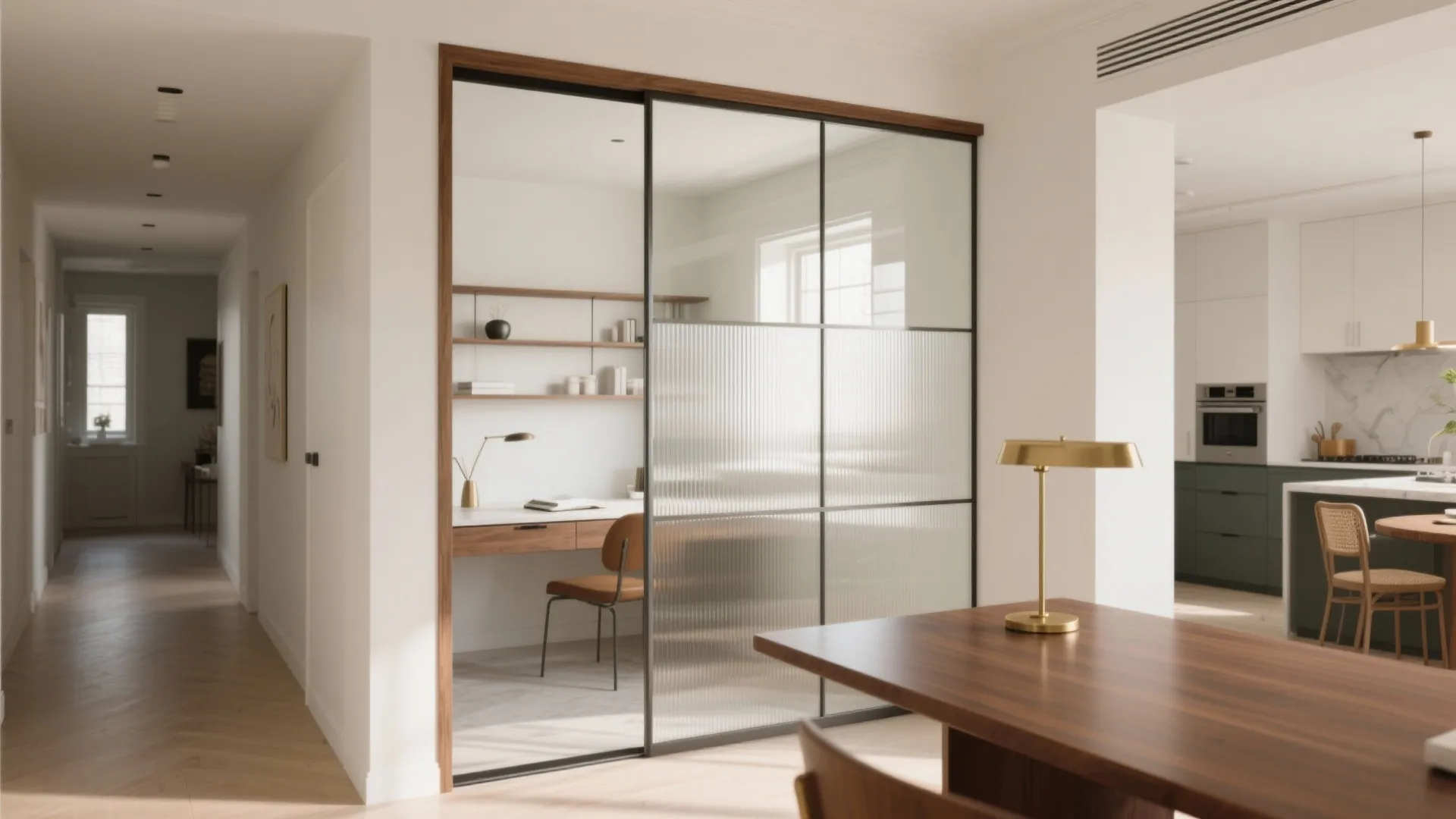 Glass Partition for Quiet, Not Isolation
