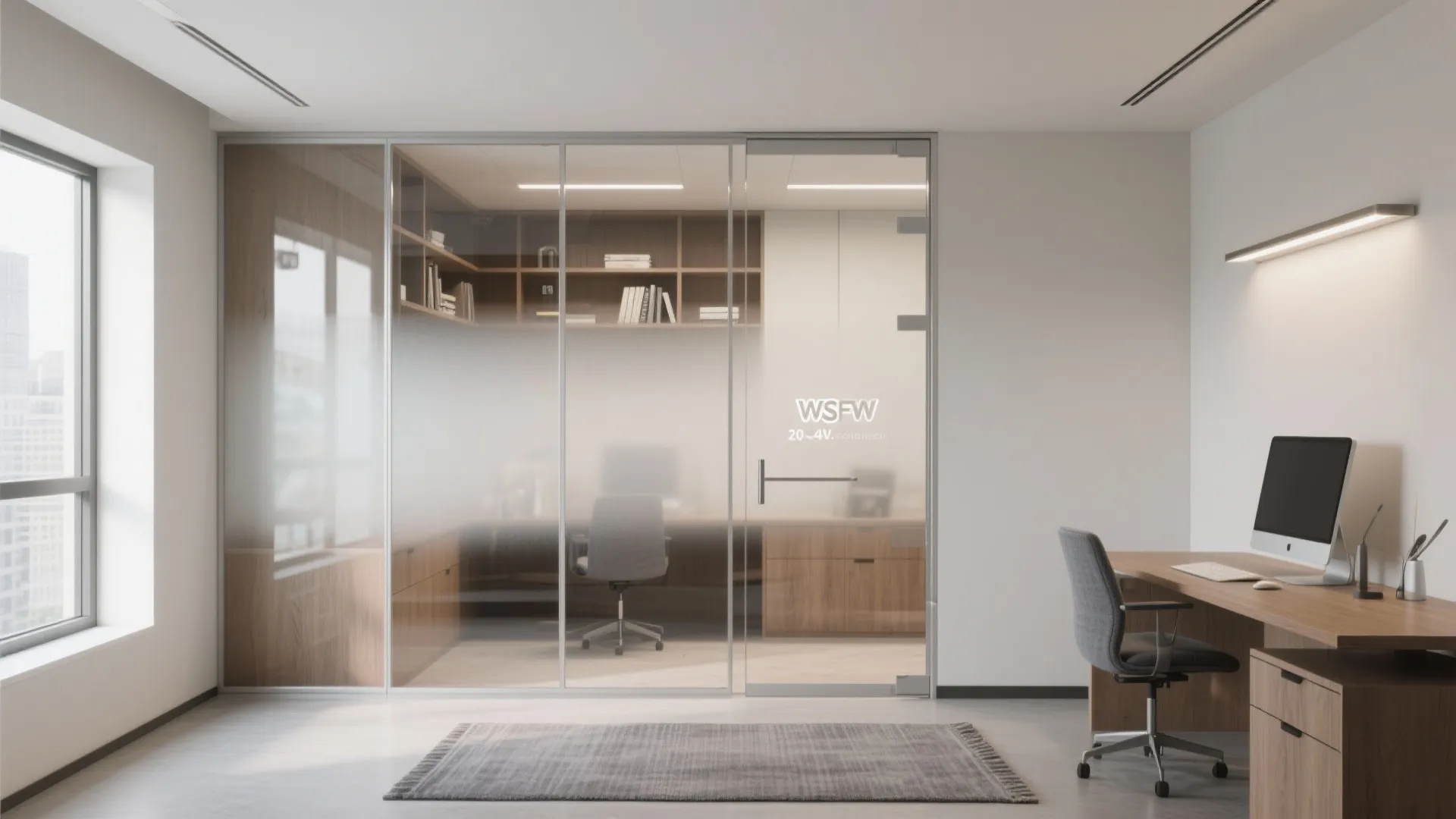 Glass partitions for light, privacy, and an academic vibe