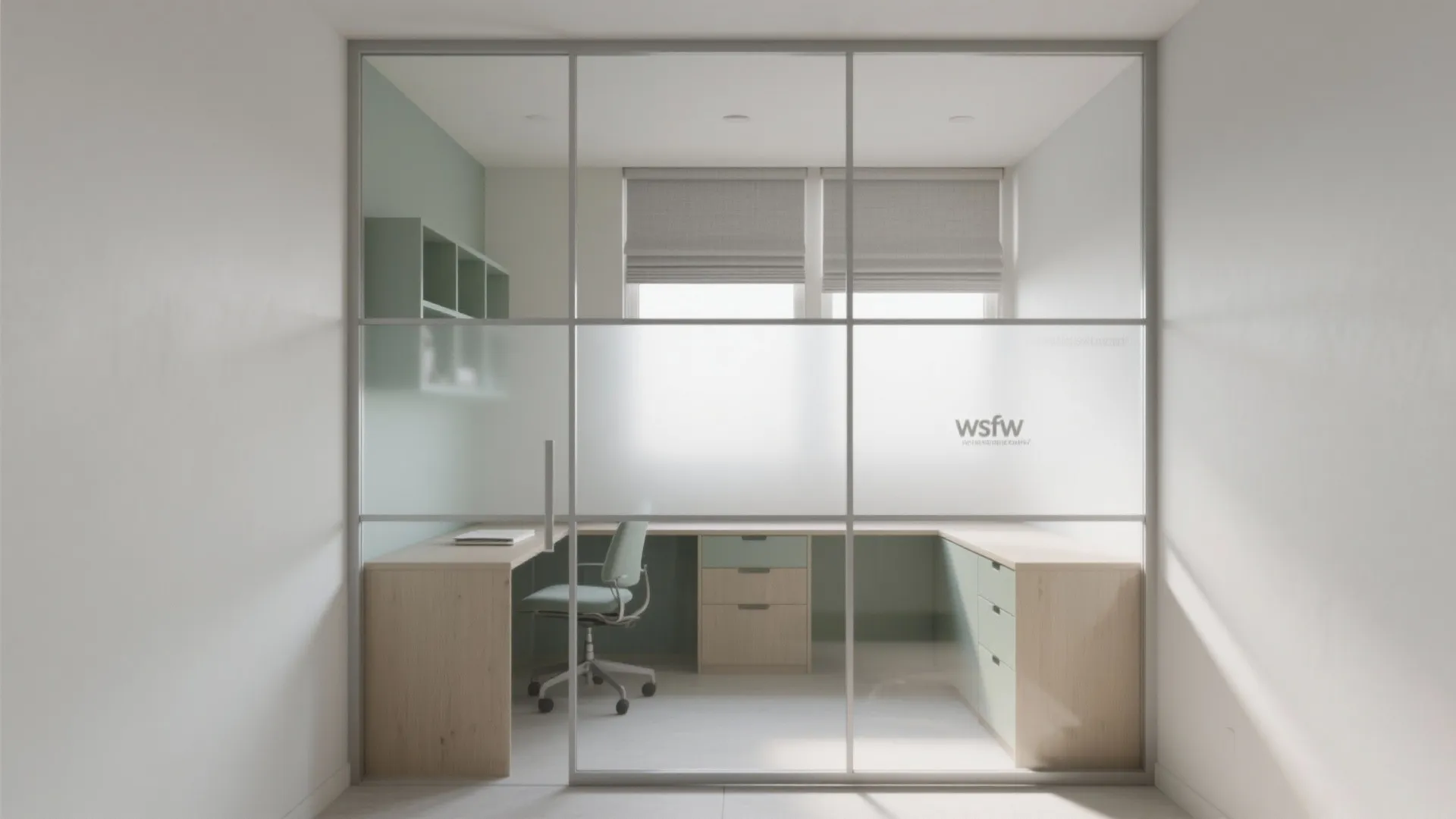 Glass partitions for borrowed light and calm oversight