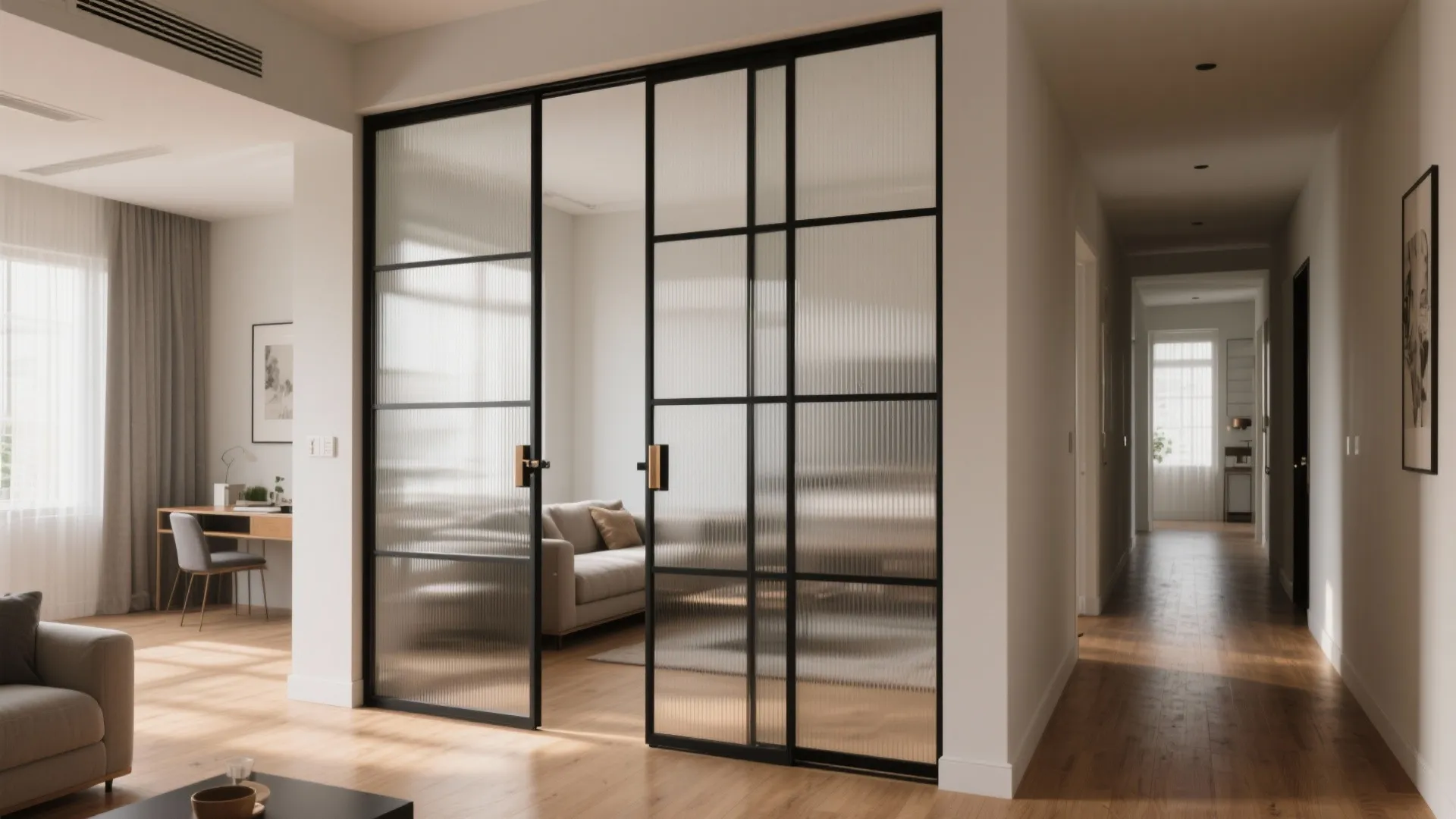 Natural light with glass partitions