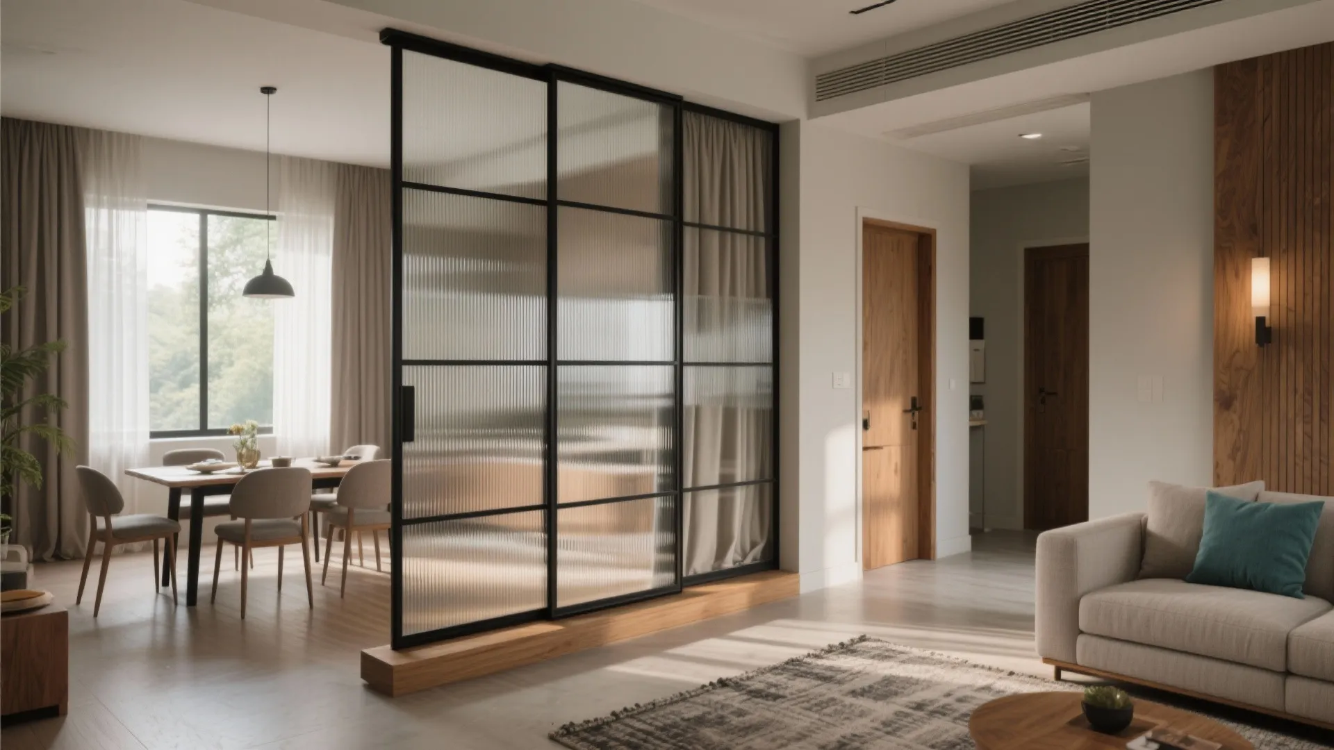 Glass partitions for light and flow