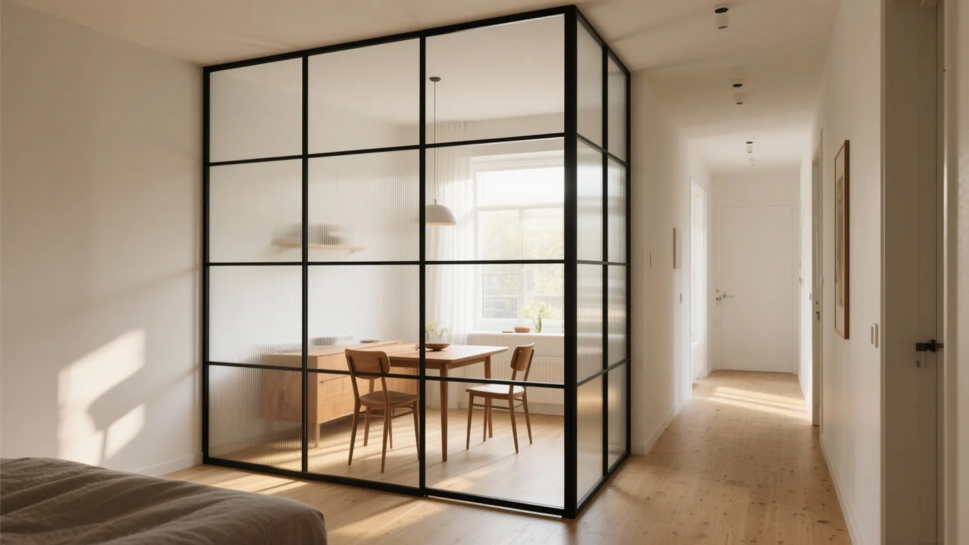 Minimalist Glass Partition for Bright Zones