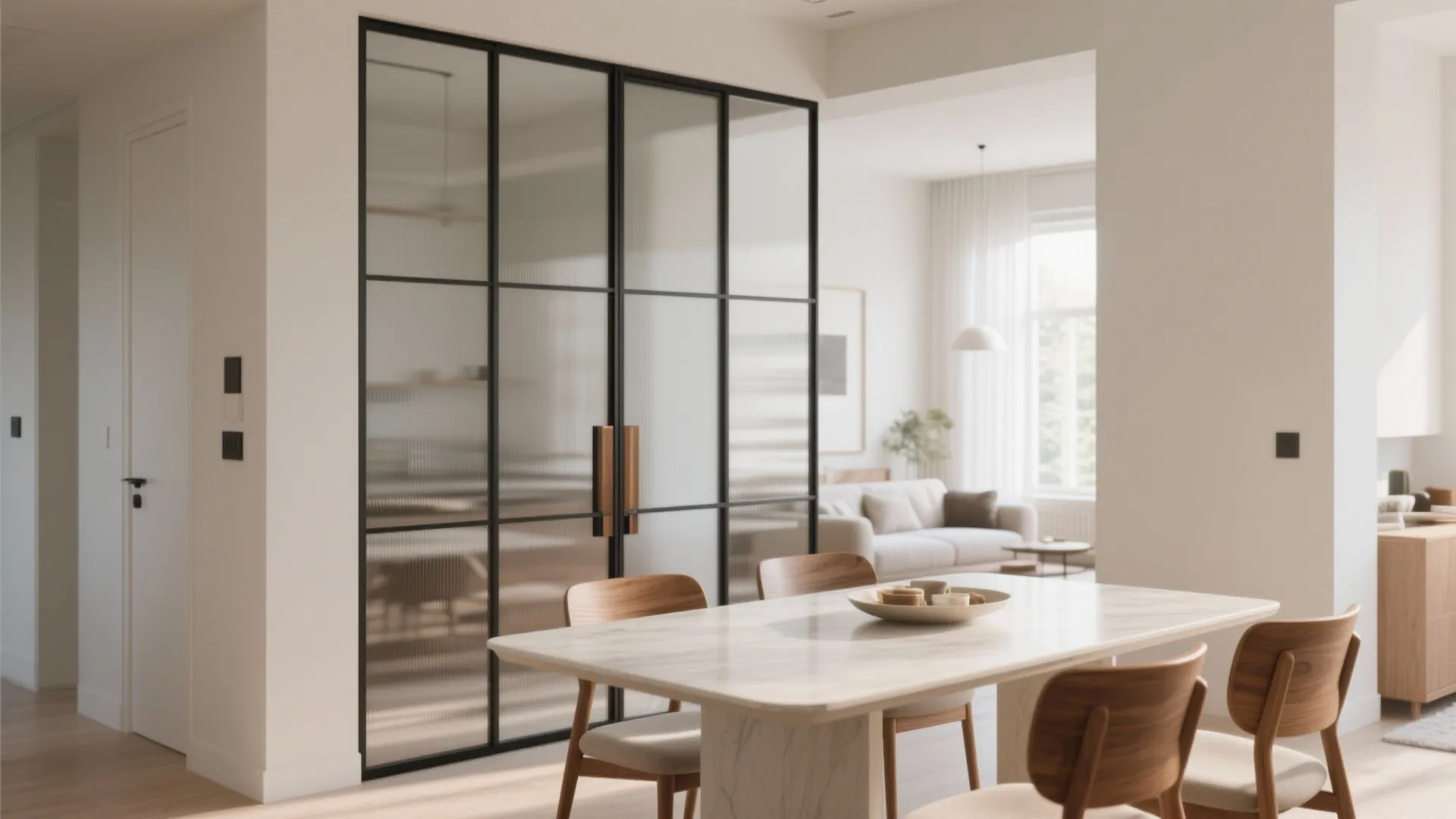 2) Glass Partition or Sliders to Borrow Light