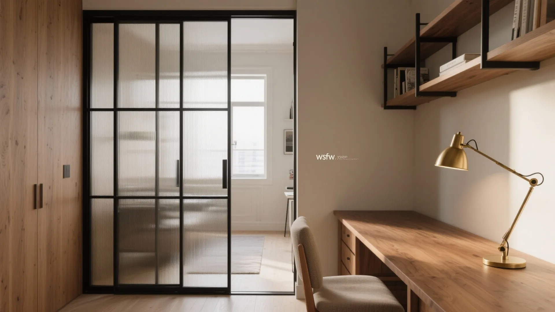 Glass partitions or sliding doors to borrow light