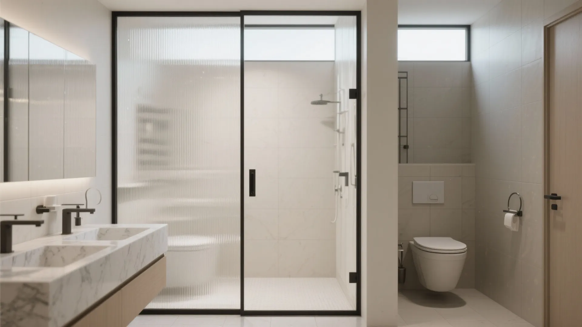 2) Glass partitioning for light-sharing privacy