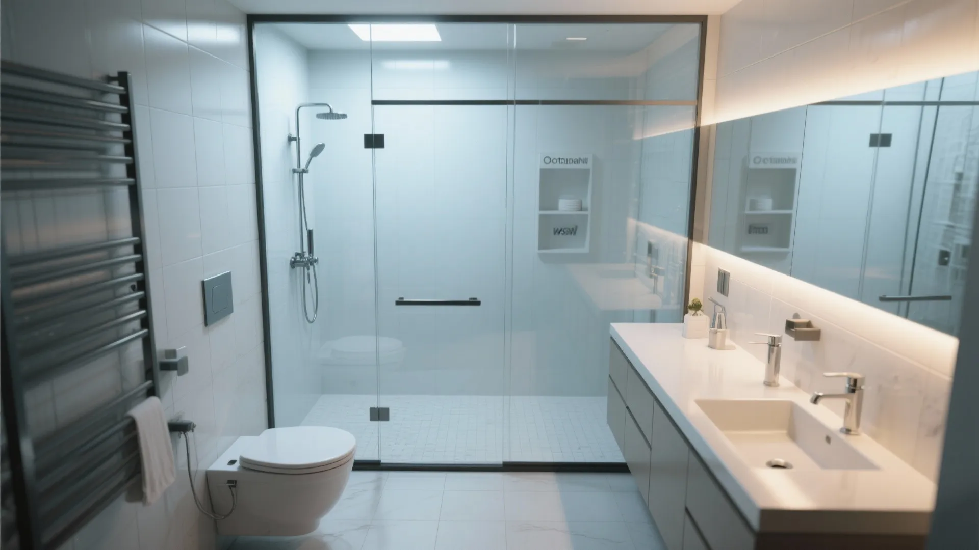 Glass partition for a wet-dry separation