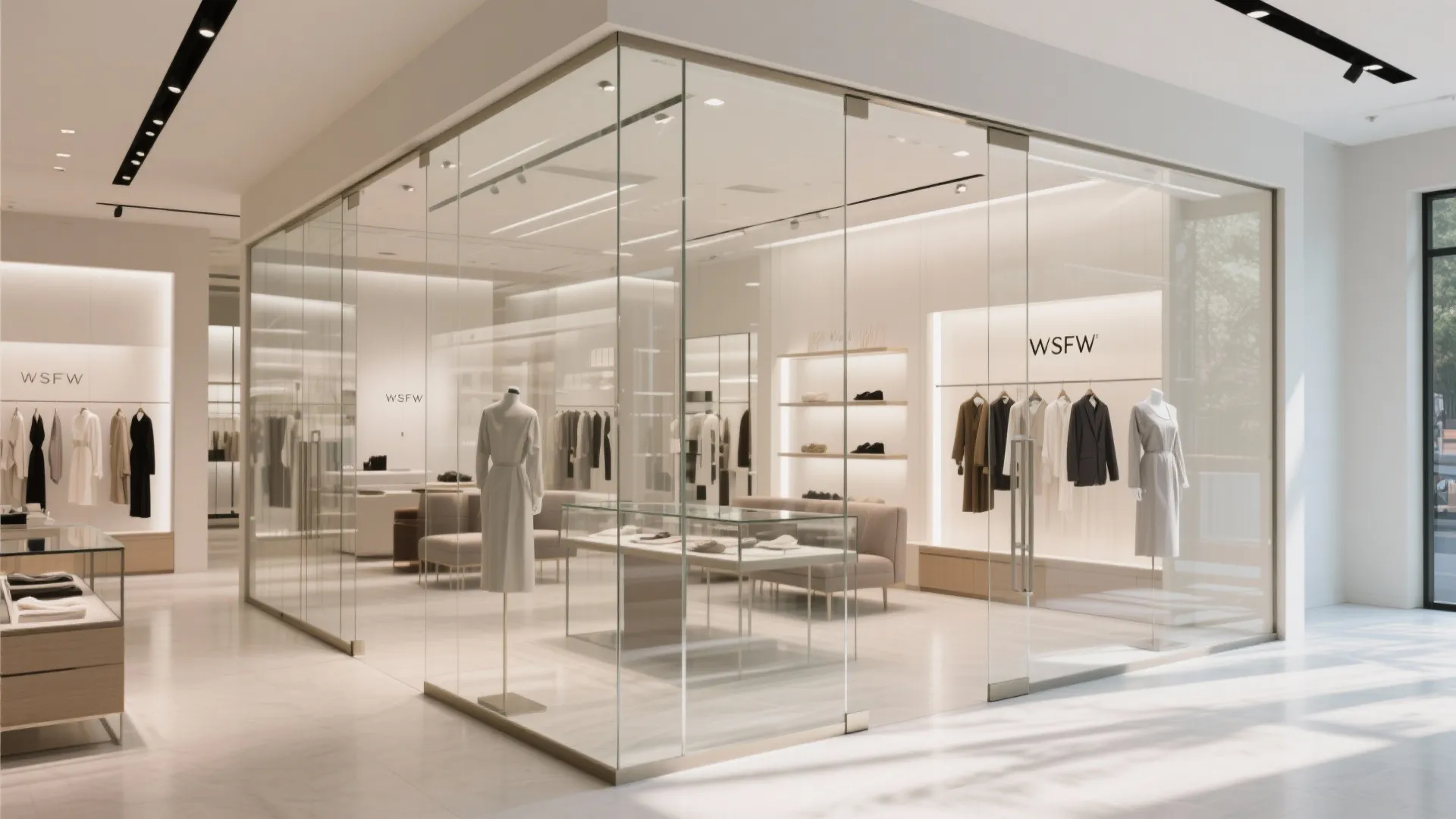 Glass partitions to define zones