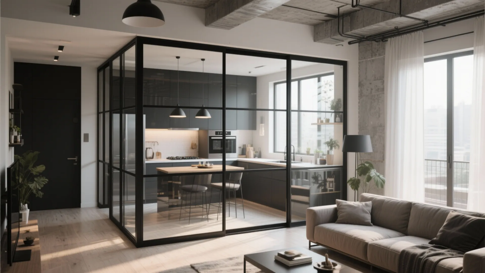 2. Glass Partition for Light Flow