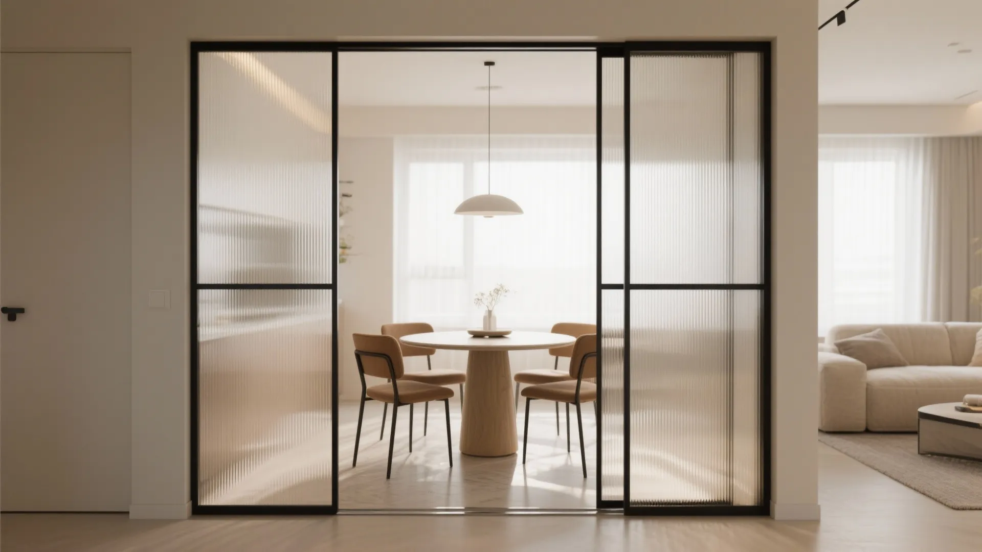 Glass Partitions for a Brighter Dining Nook