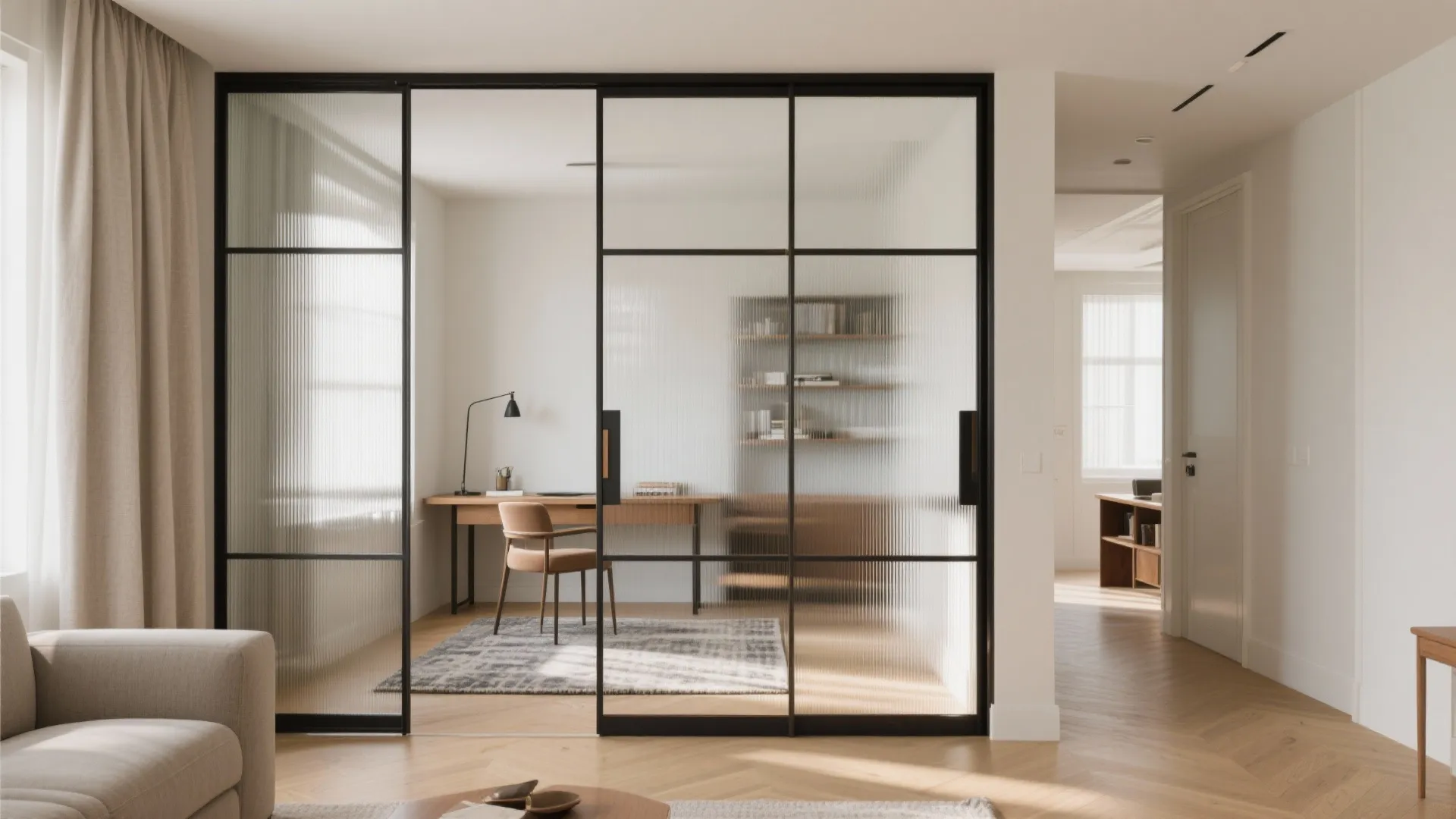 Glass partitions for airy flow