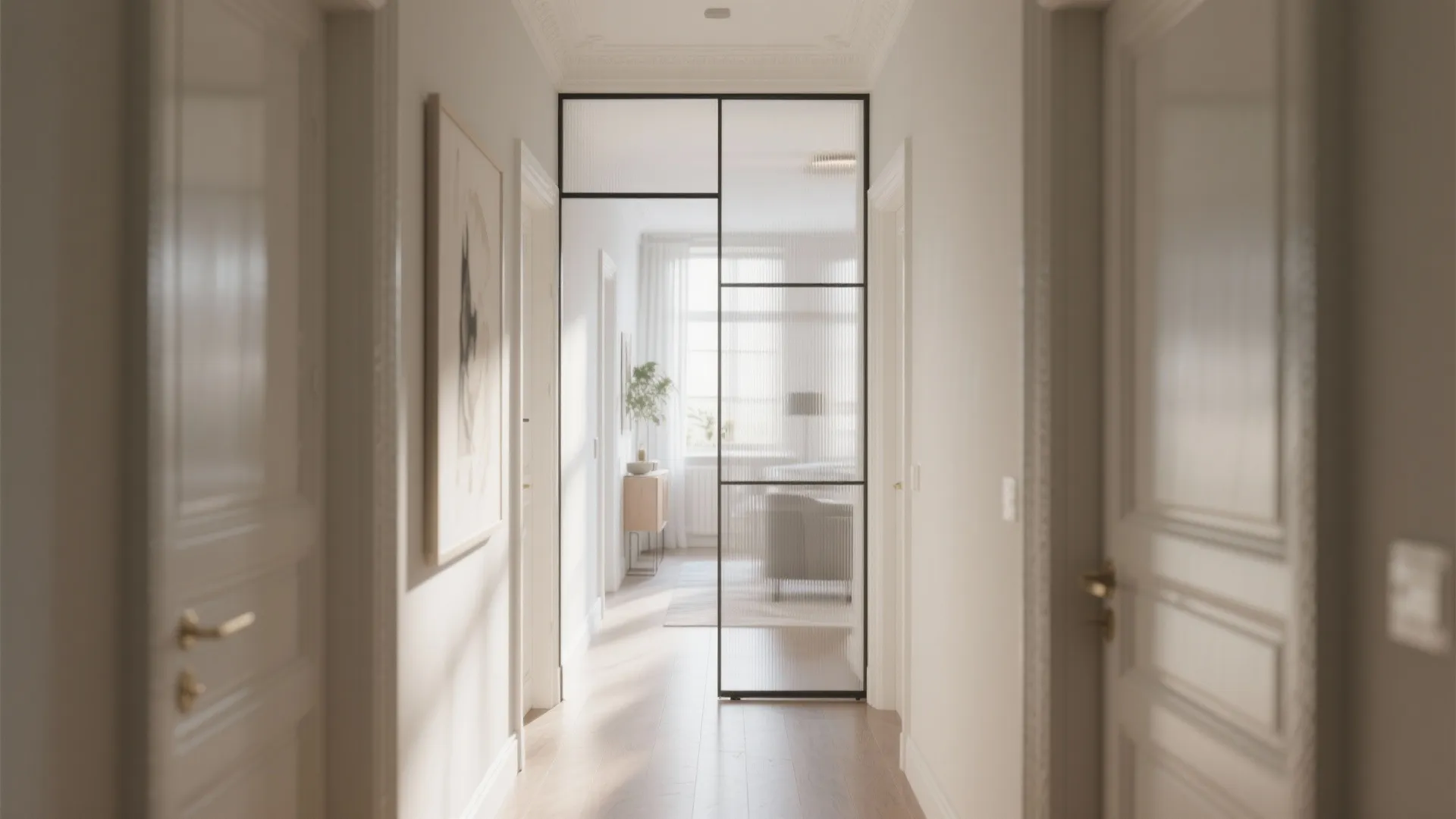 Glass partitions for light flow