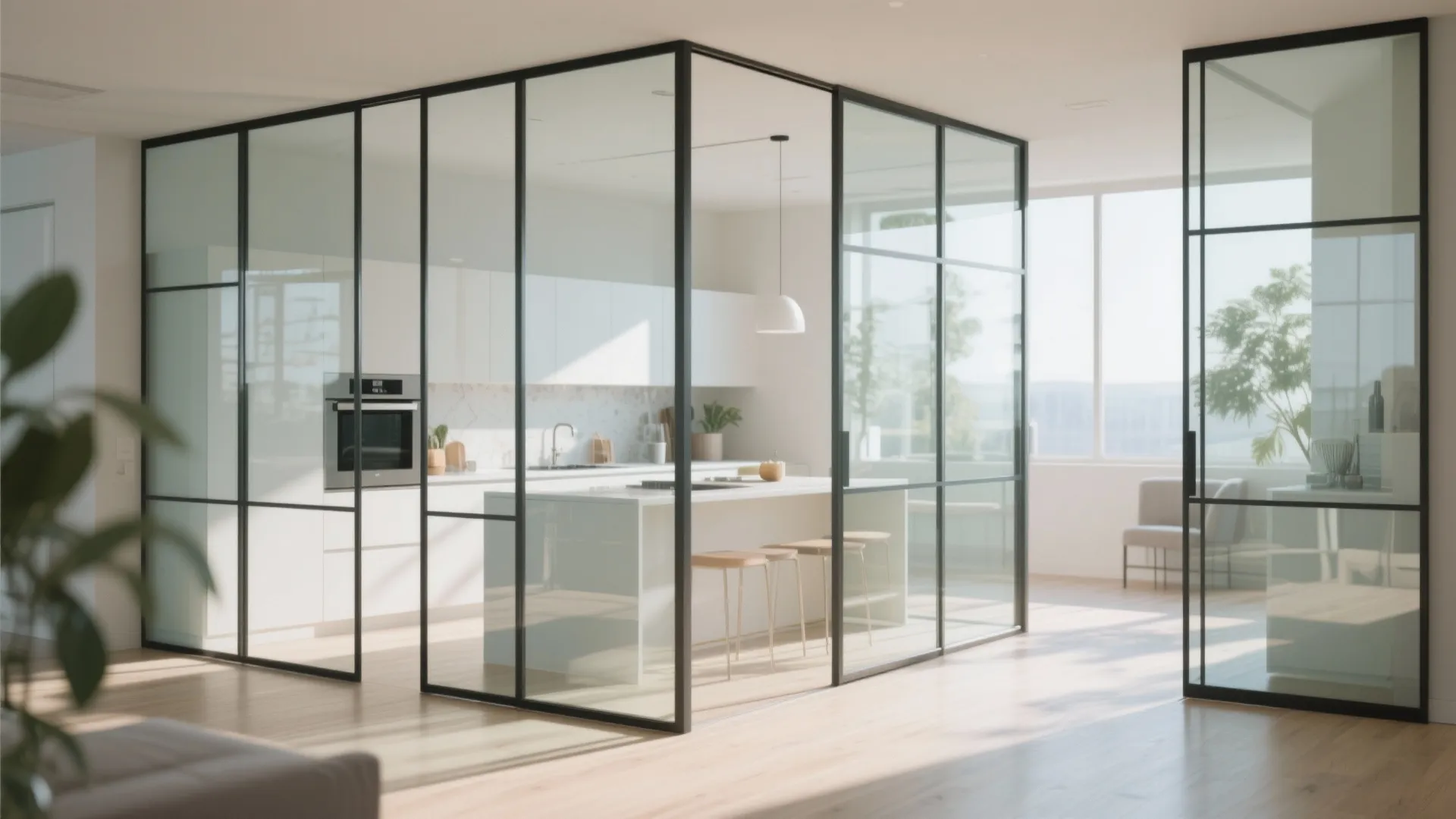 9. Glass Partitions Instead of Walls