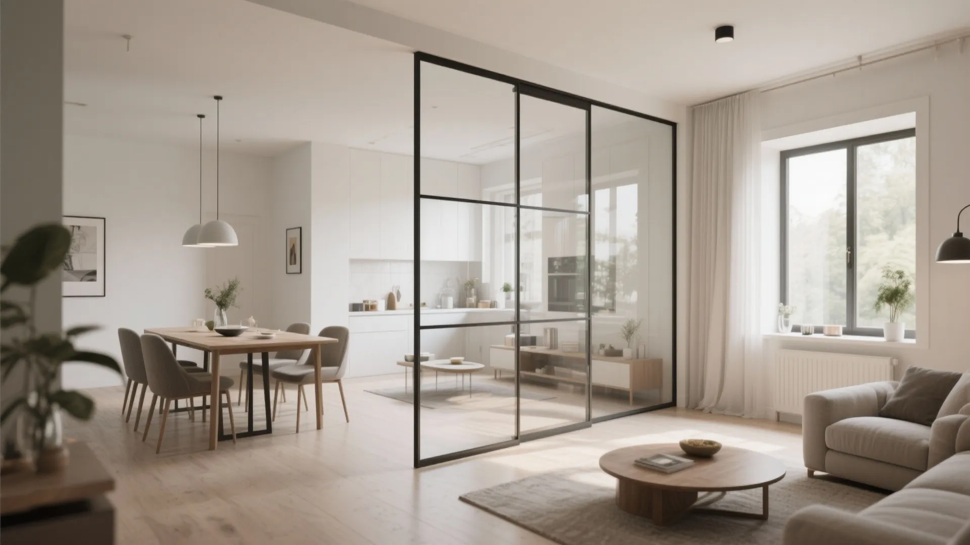 2. Glass Partition for Light Flow