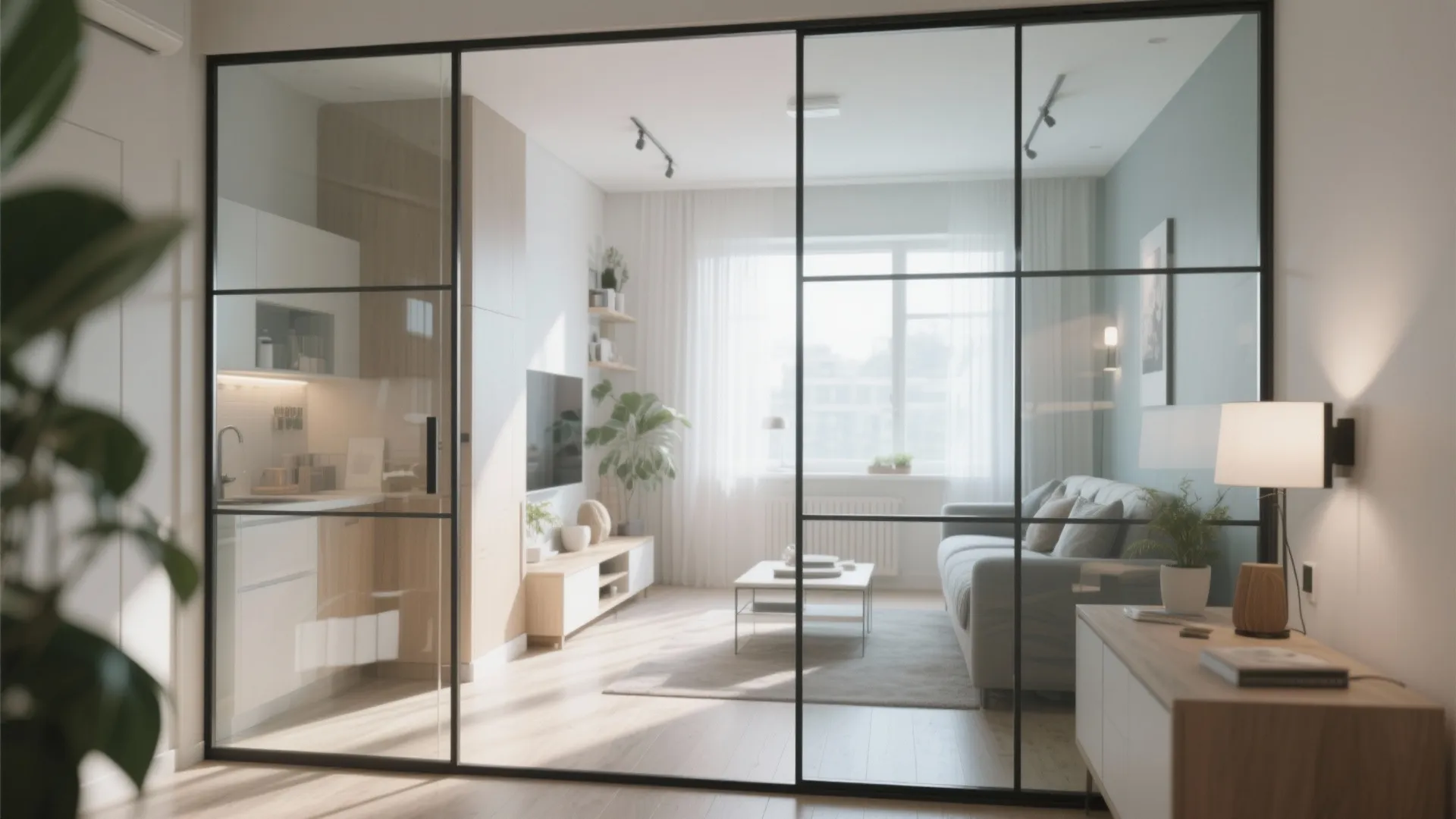 Glass partitions for light flow