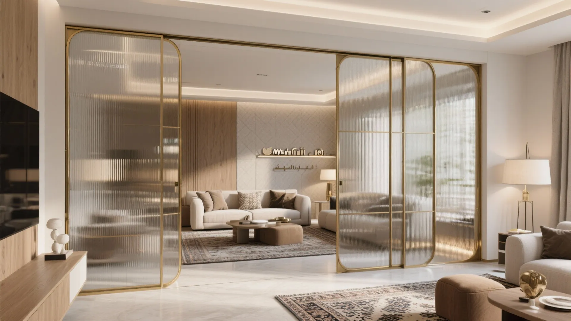 Glass partitions for airy Majlis and living zones