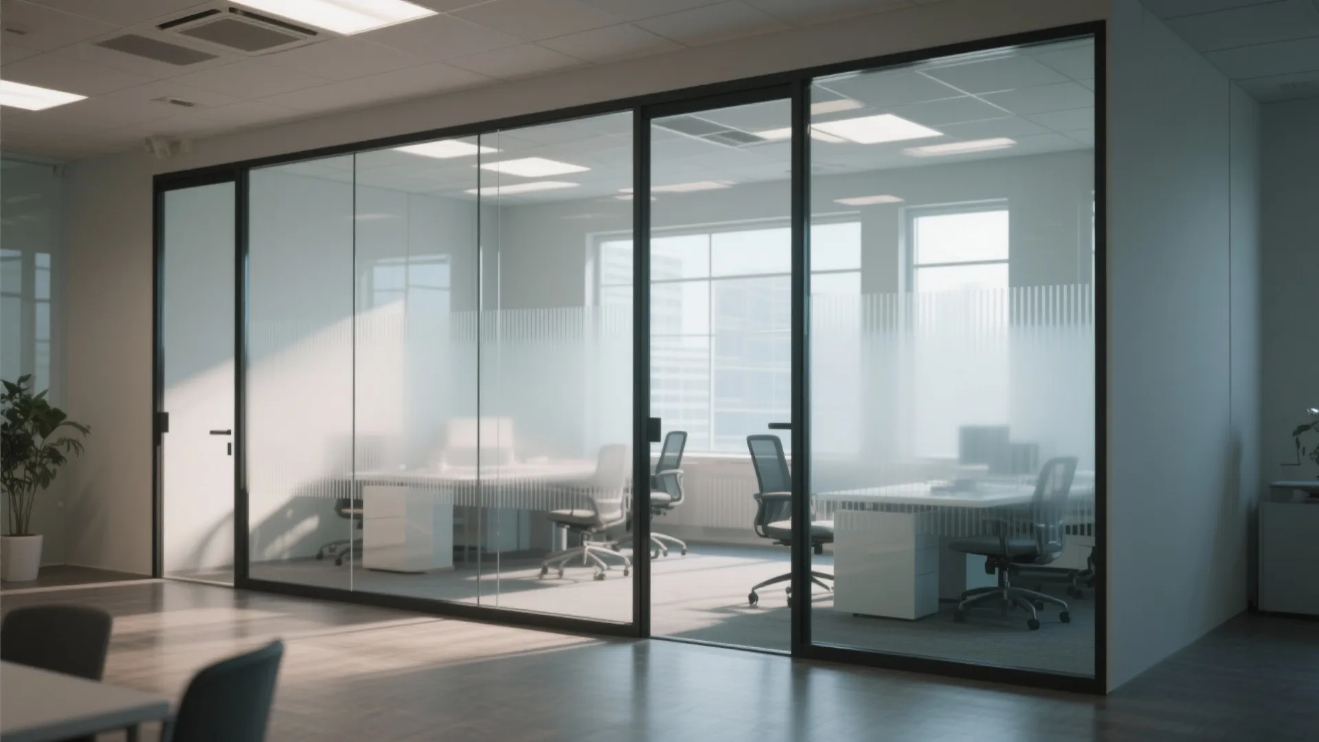 4. Glass Partitions Instead of Walls