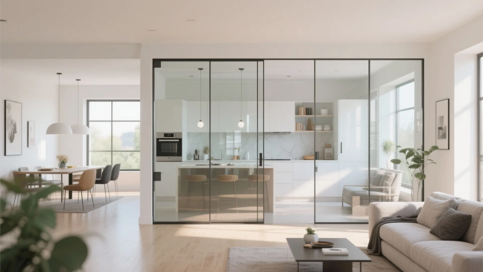 2. Glass Partitions for Light and Privacy