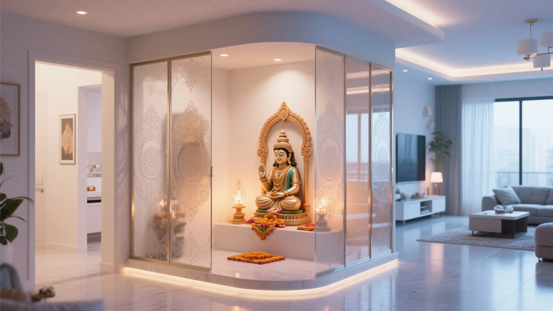 Glass Partition for a Bright Corner