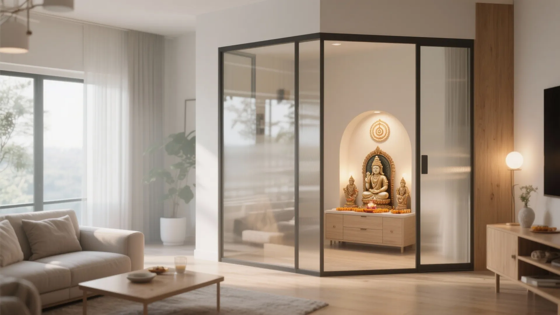 Glass Partition for Pooja Space