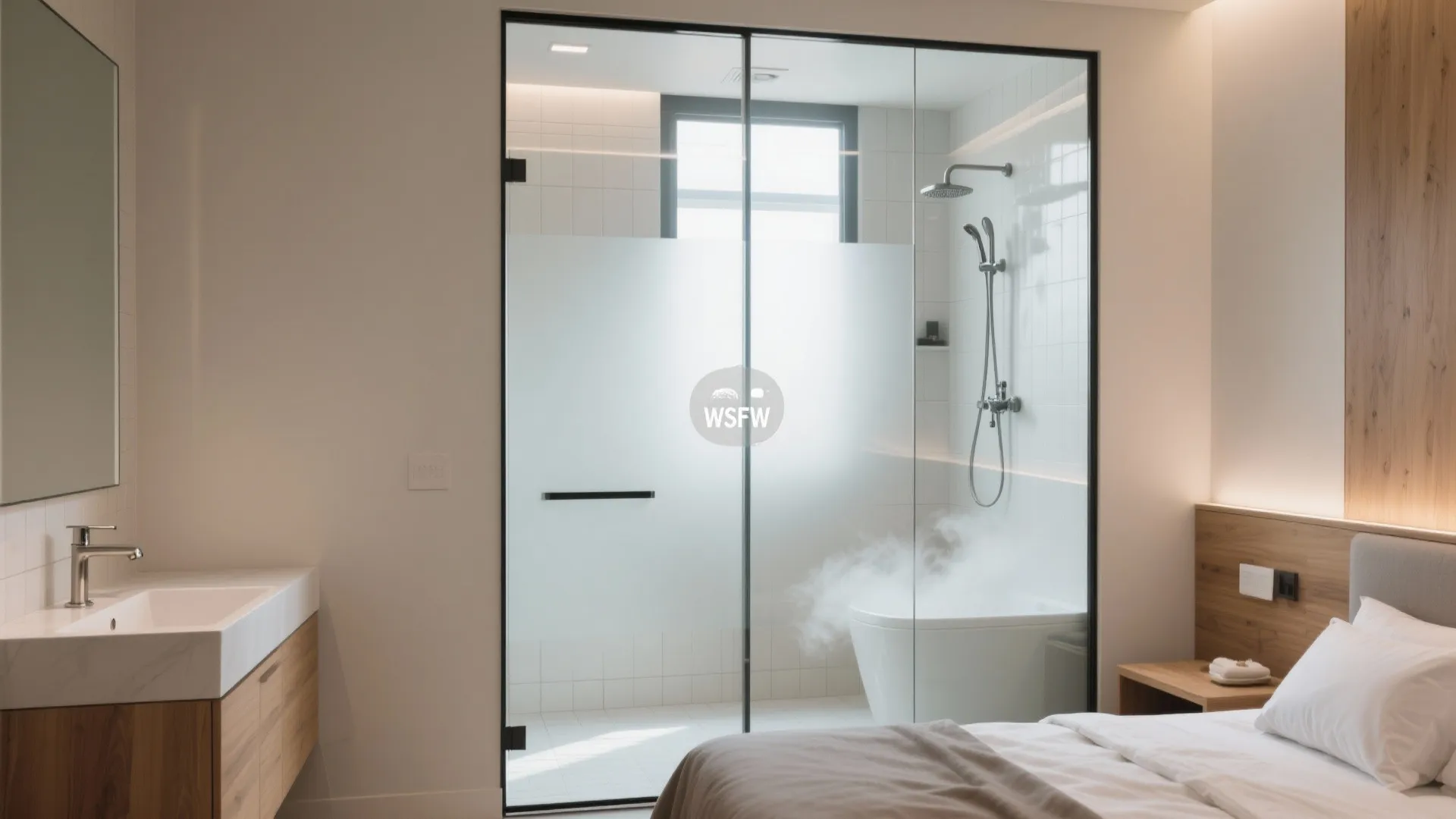 Frameless Glass Partition with Privacy Control