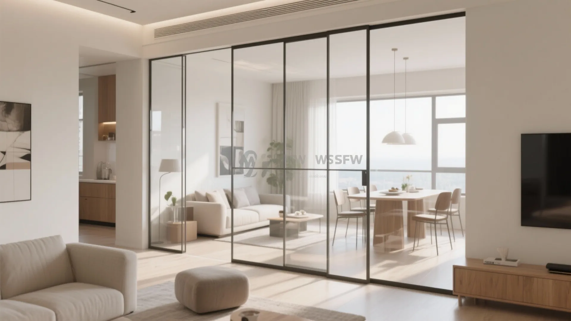 Glass partitions to define space