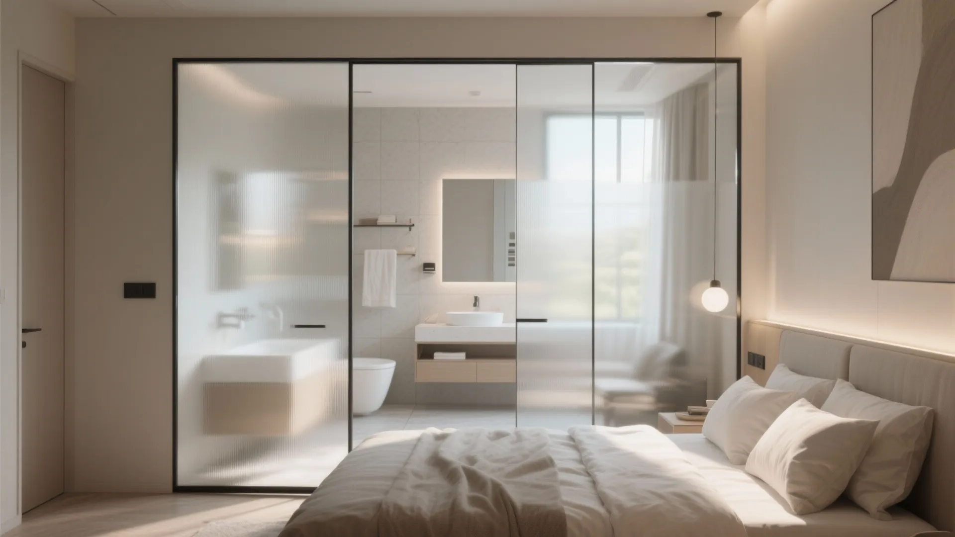 Glass Partition to Separate Bathroom