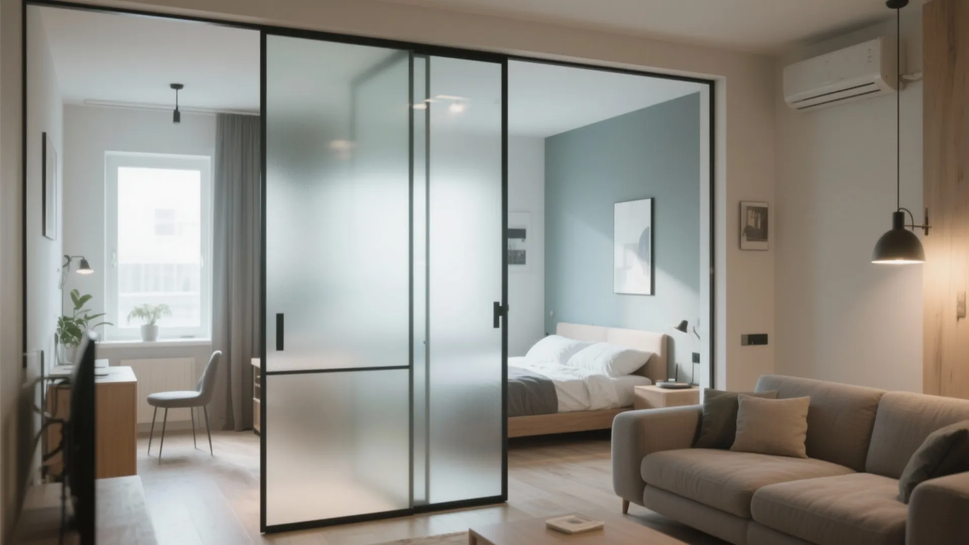 Glass partitions for flexible zones