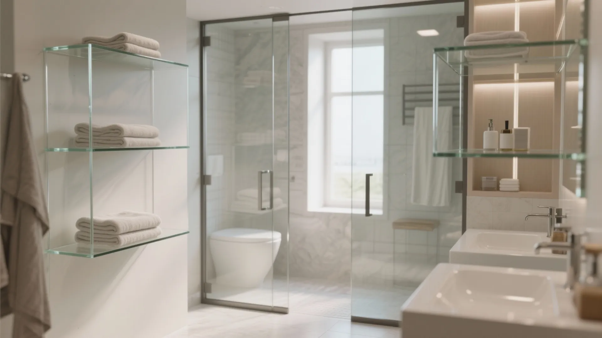 5. Glass Partition Shelves