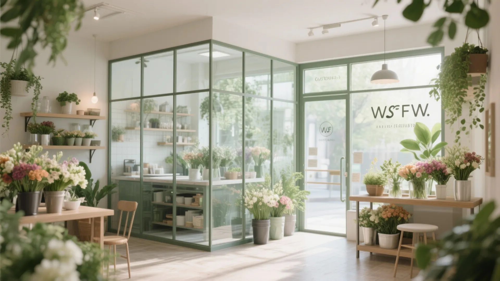 Glass partition for an open, airy feel