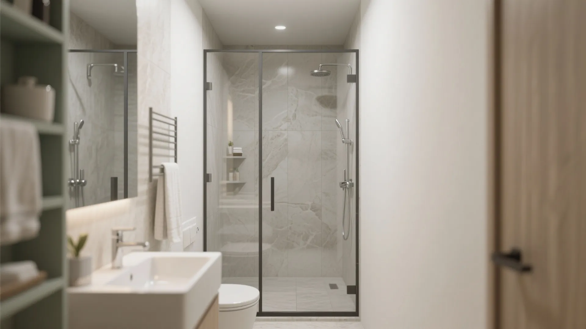 3. Walk-in Shower with Glass Partition