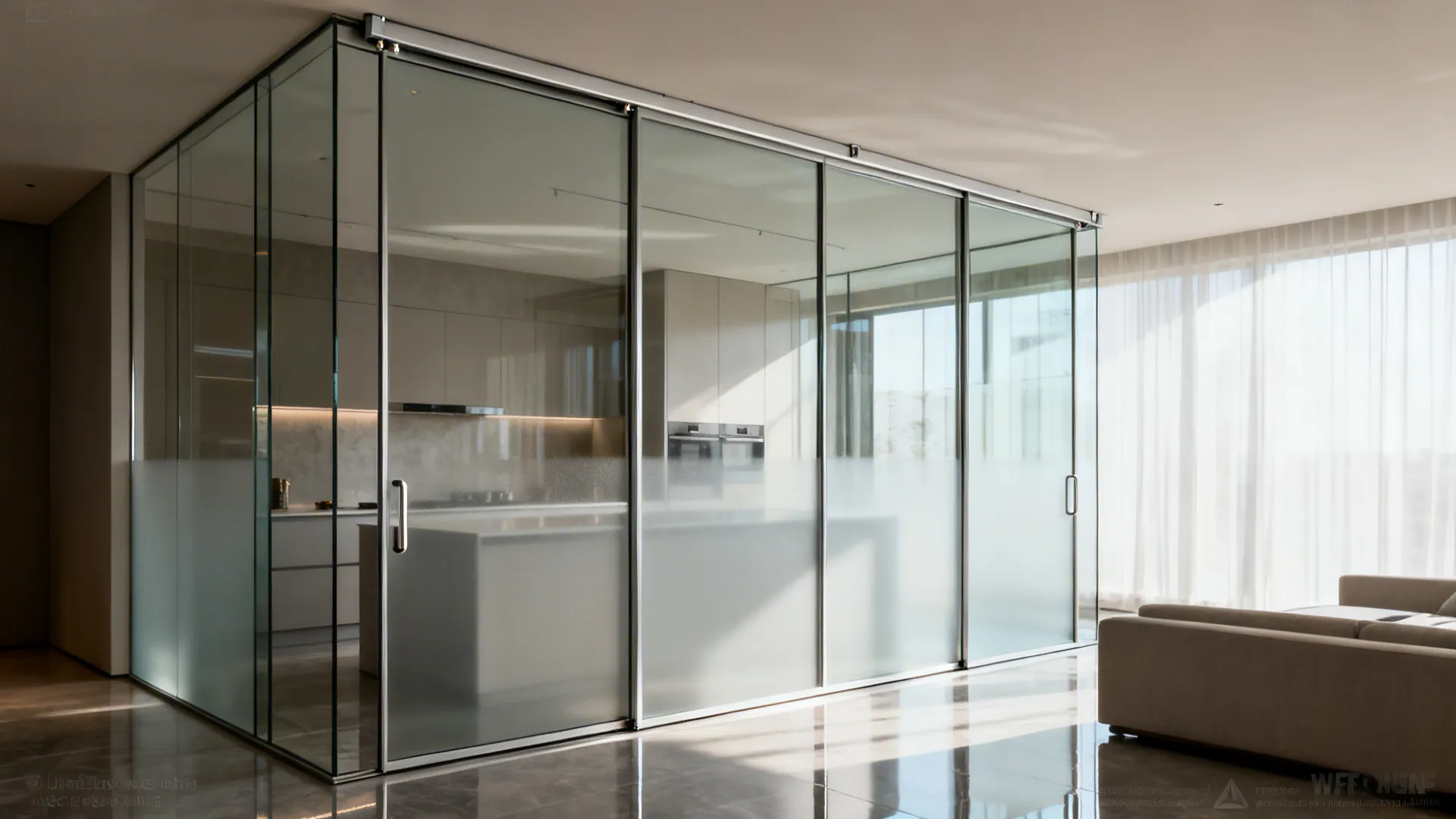 2. Glass Partition with Sliding Door