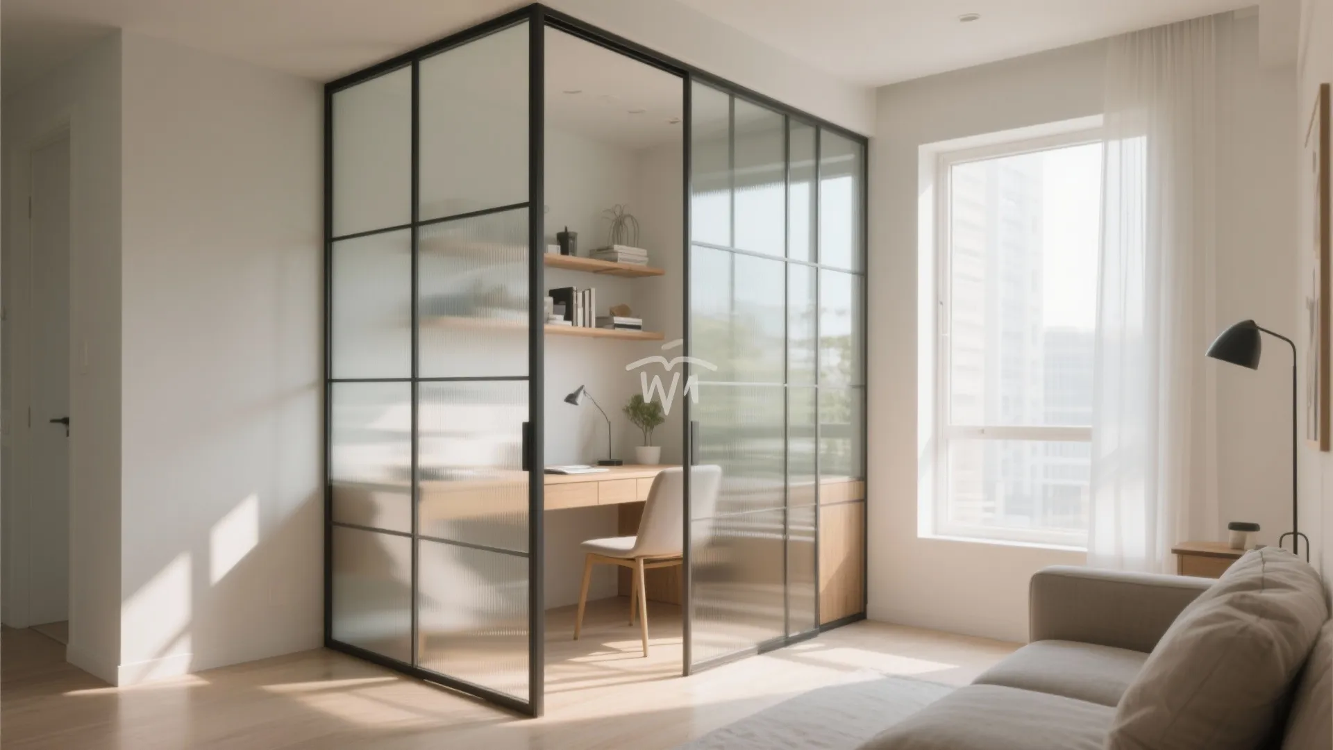 Glass partitions for light and openness