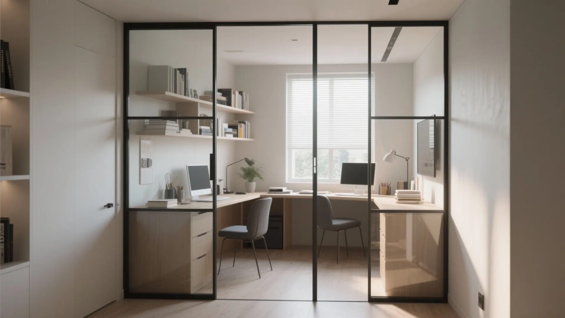 Glass partitions for light flow