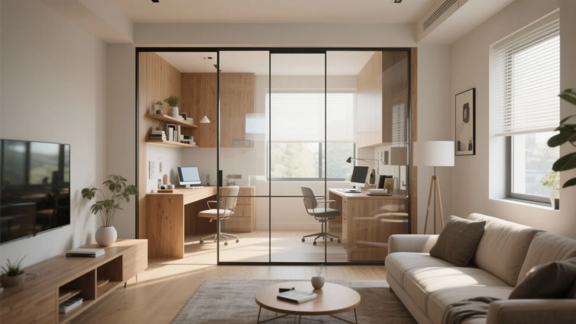 Glass partitions to separate study zones