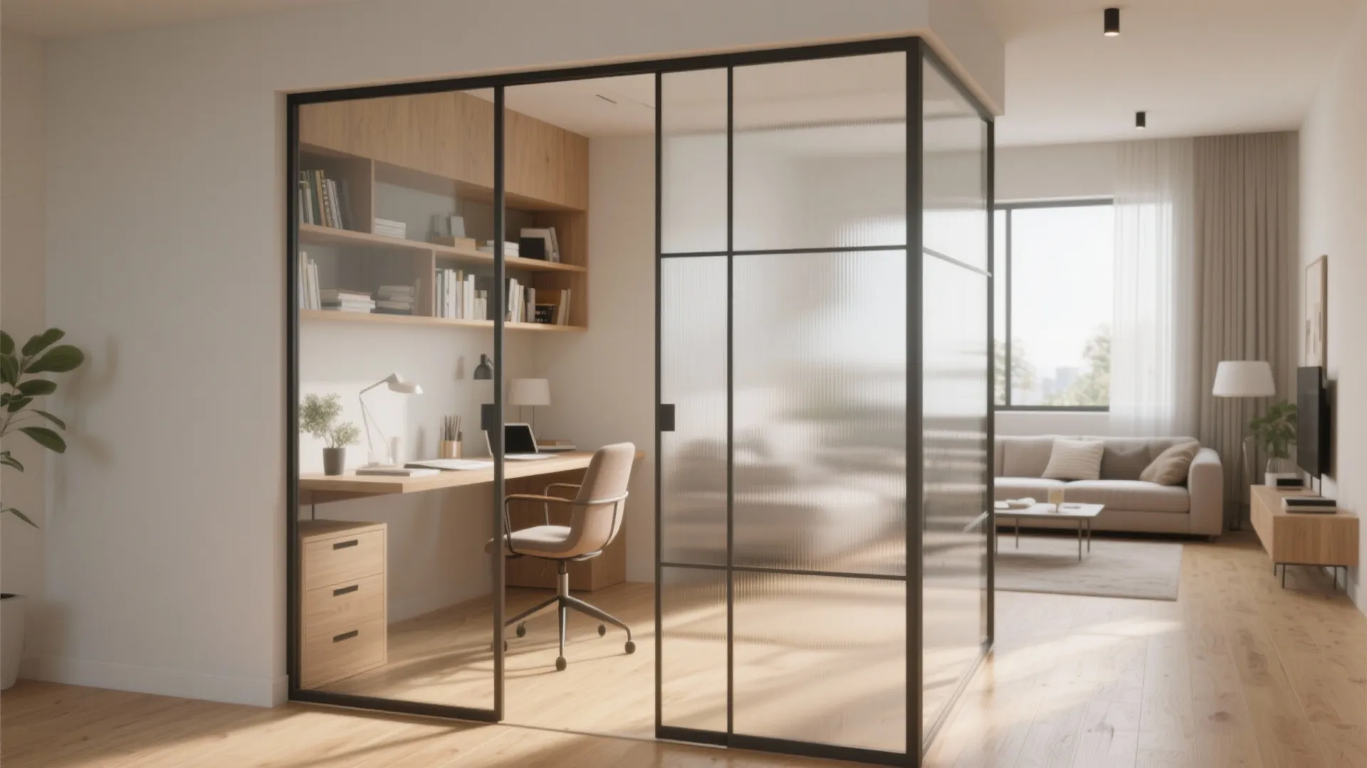 Glass partitions for light and privacy