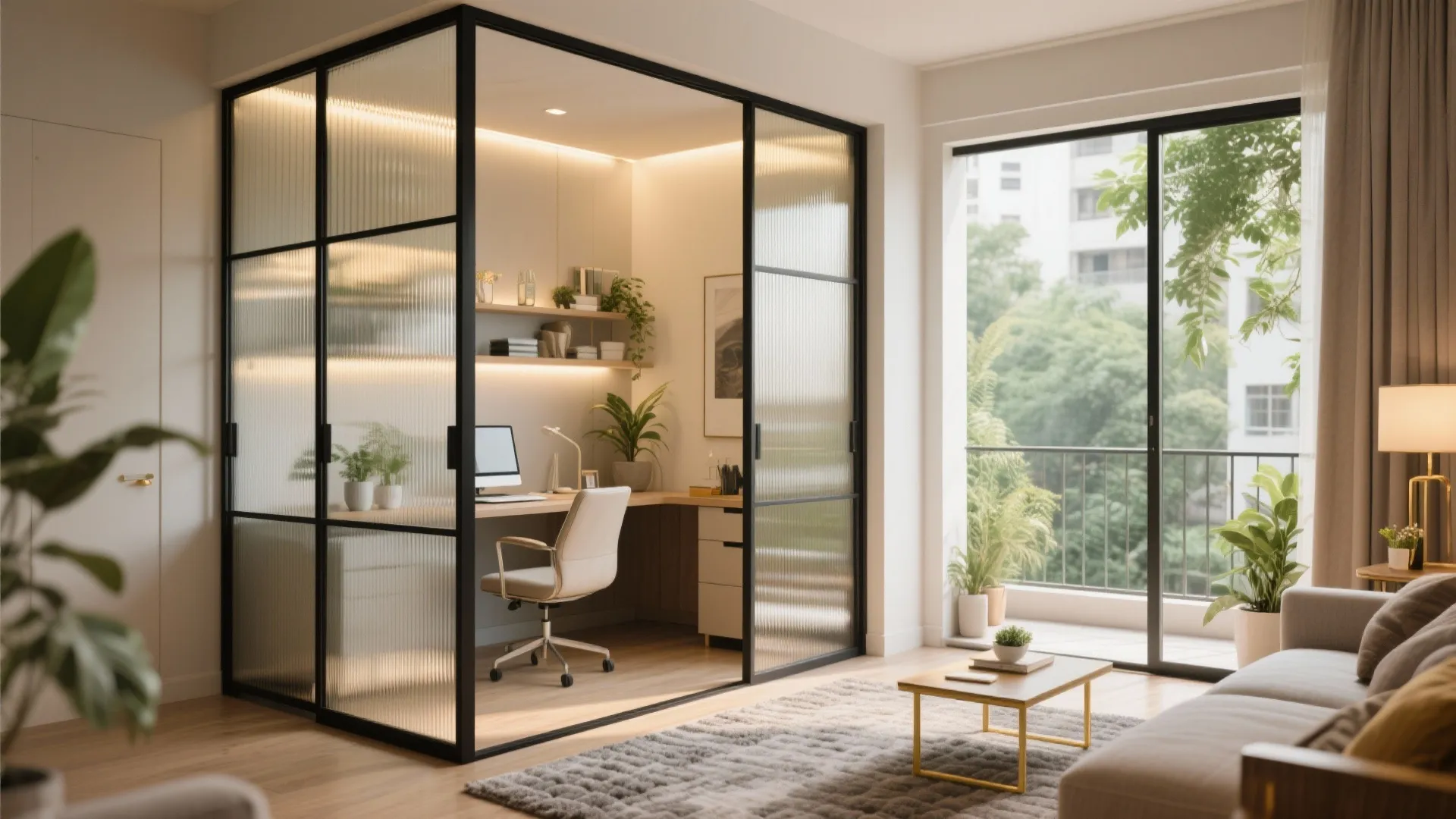 Glass partitions for light without losing rooms