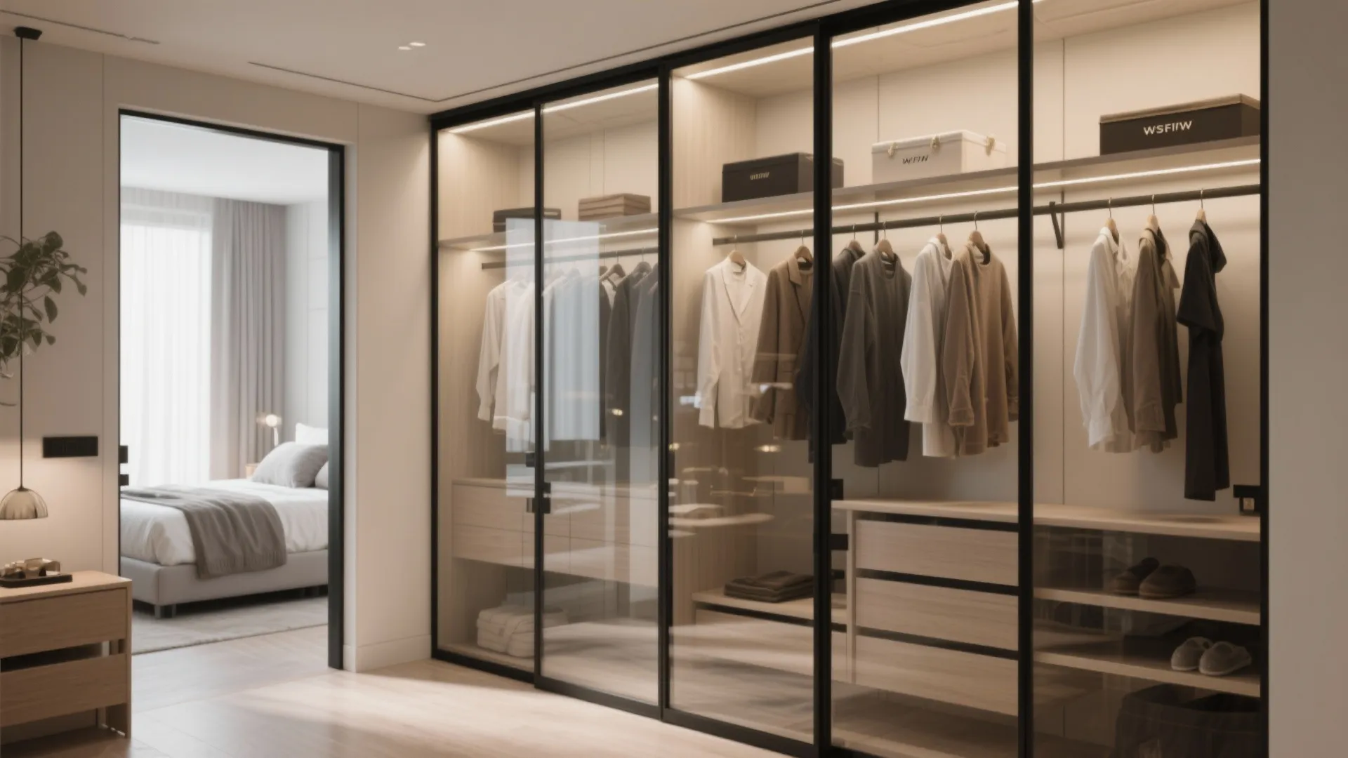 Glass partitions for visual depth