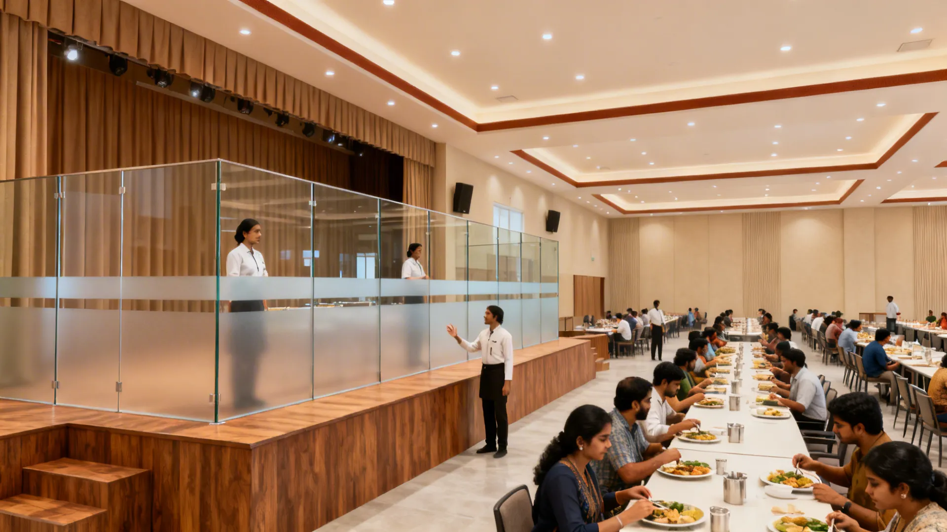 Glass-backed partitions for hygiene and visibility