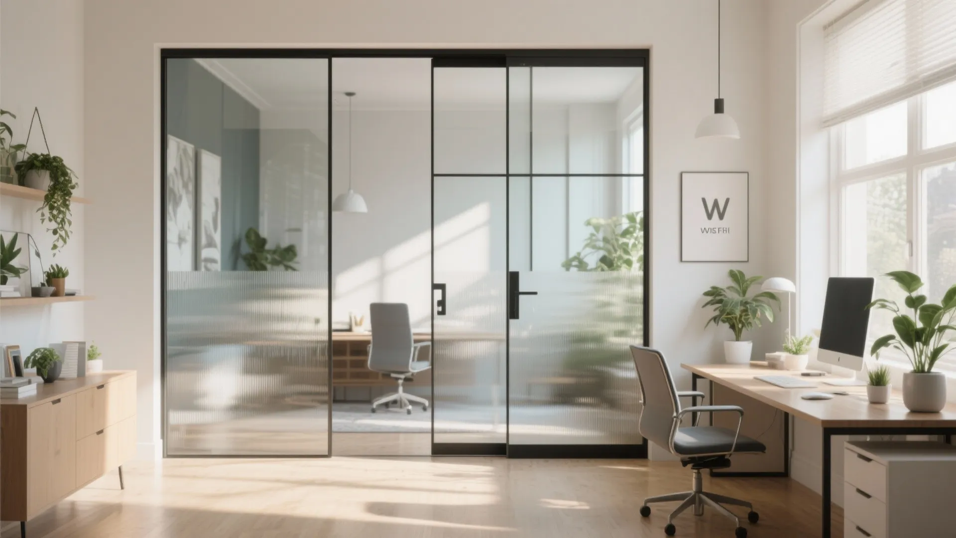 Glass panel pivot doors