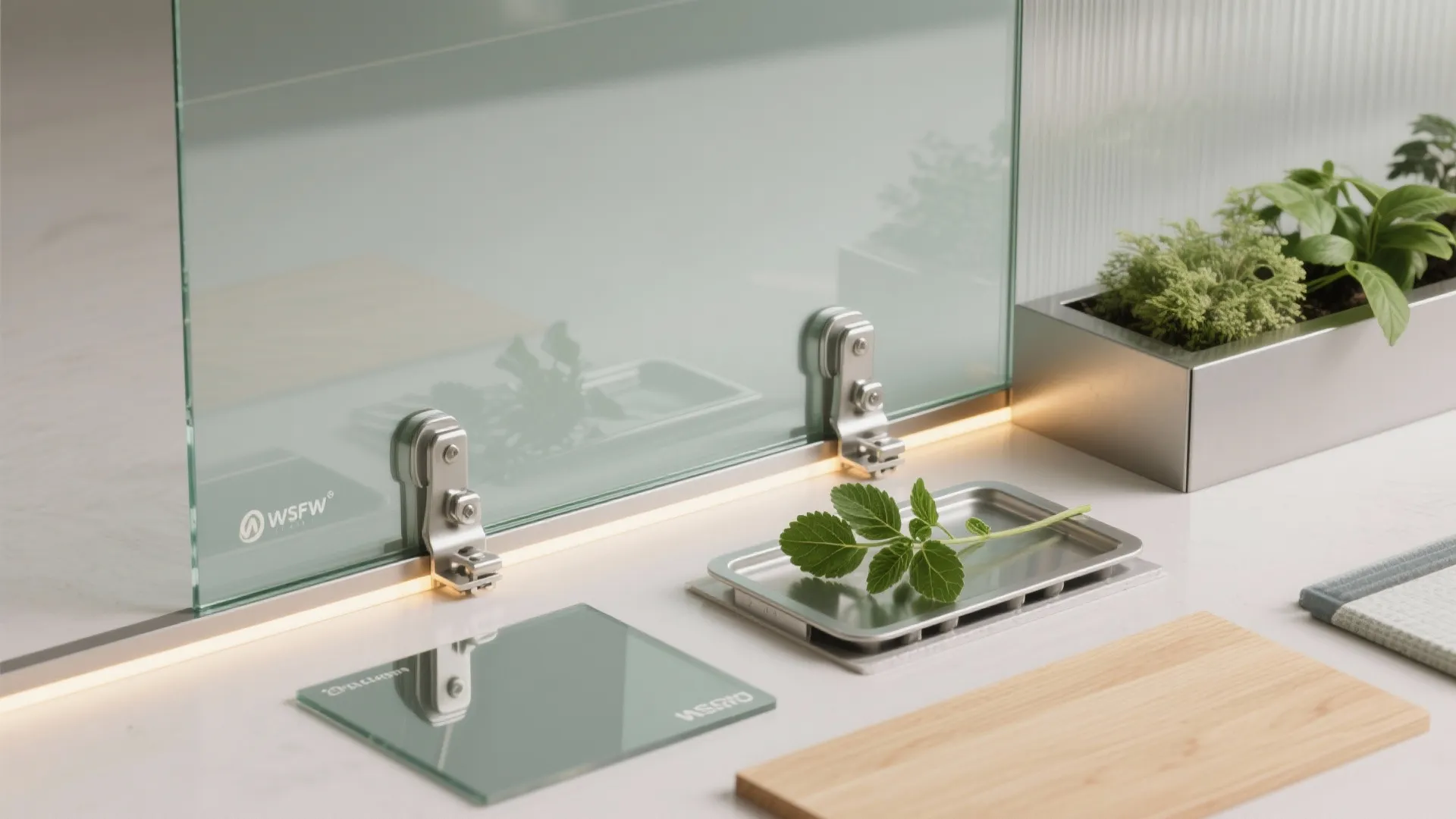 Glass Backdrop with Integrated Planters