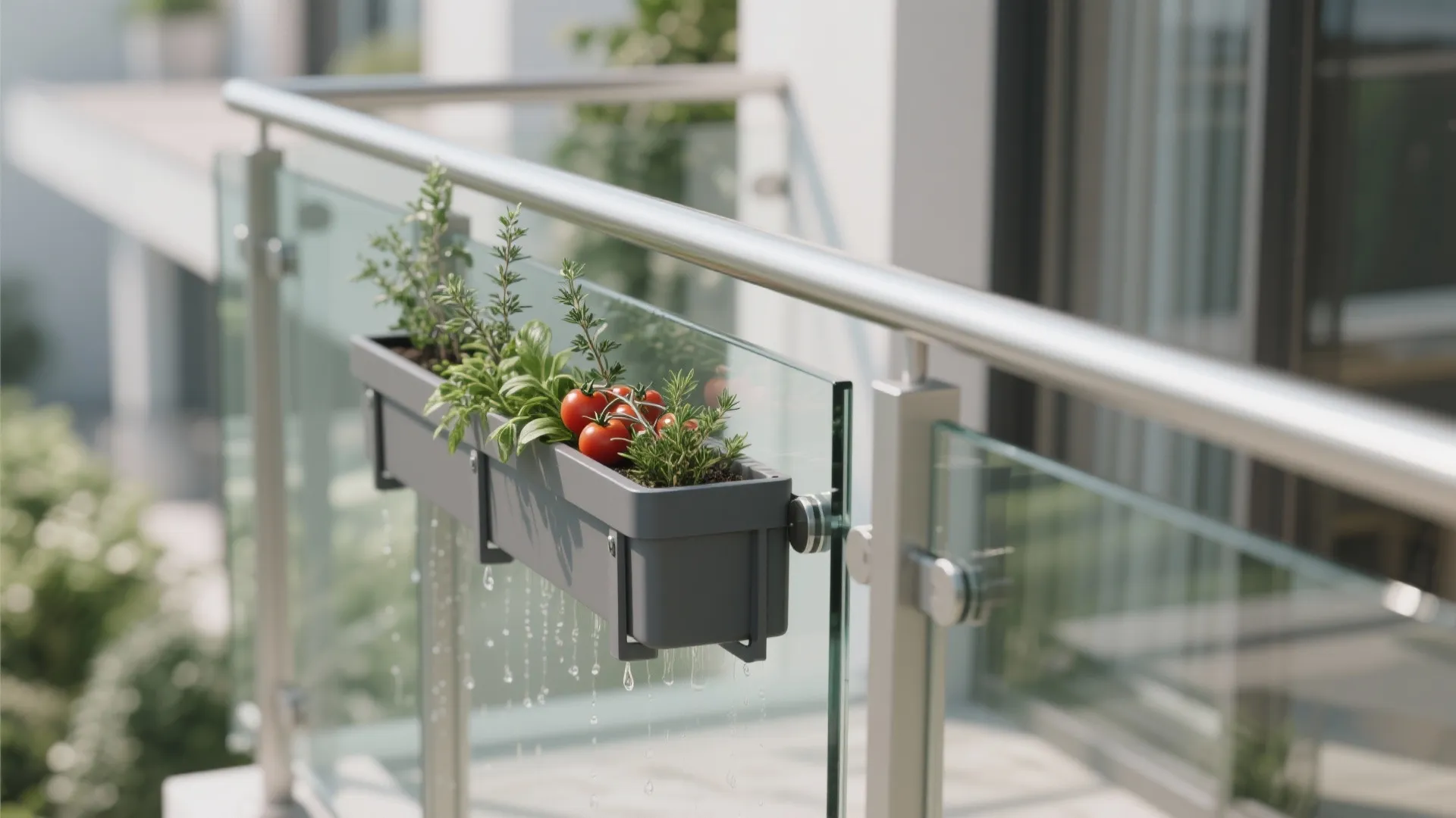 4) Frameless Balustrade with Integrated Planter Ledge