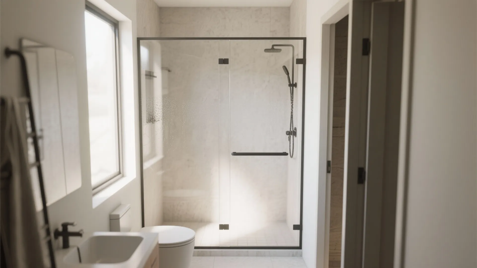 4. Glass shower doors and pocket doors