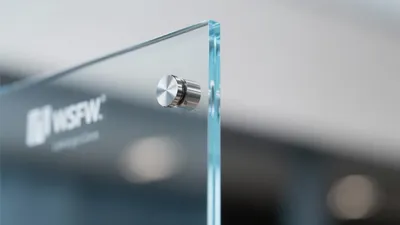 Modern Glass Display Panel with Metal Fixtures