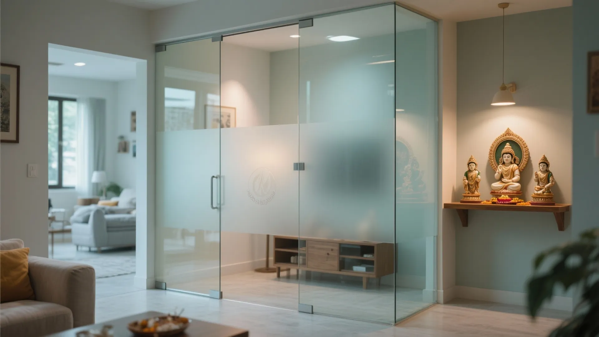 Glass-Partitioned Prayer Corner