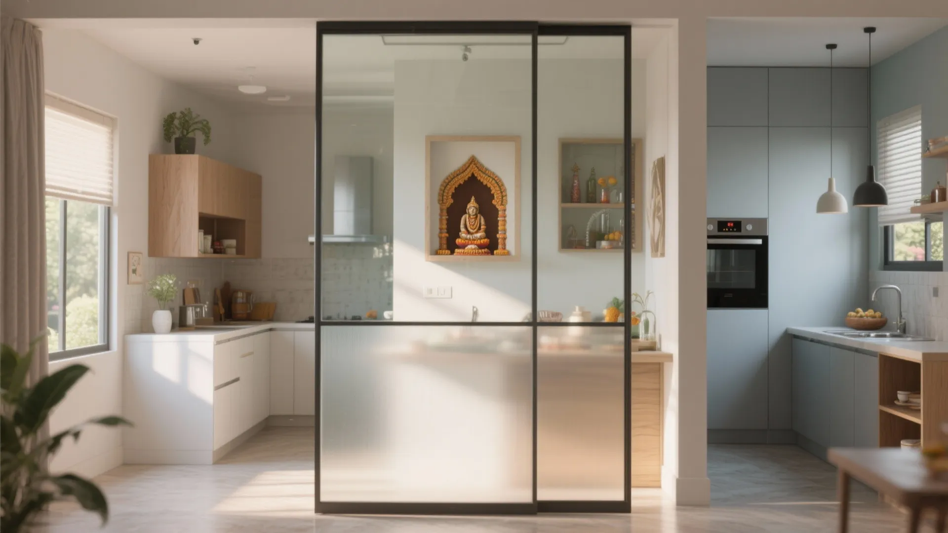 Glass Partition for a Pooja Niche