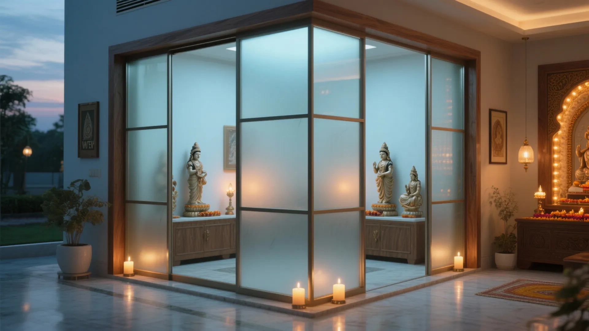 Glass-Fronted Pooja Space