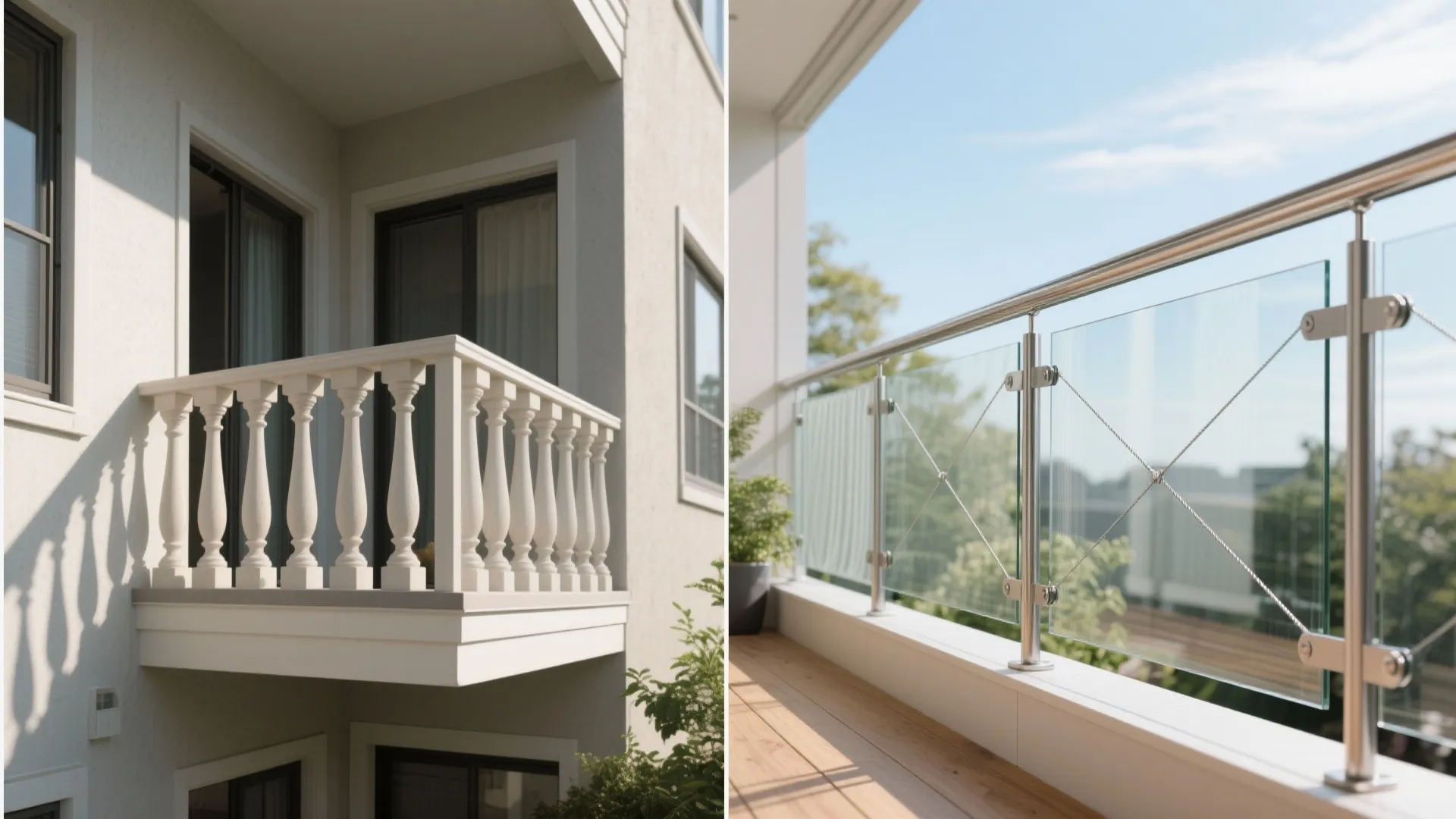 3) See-through railings and smart privacy screens