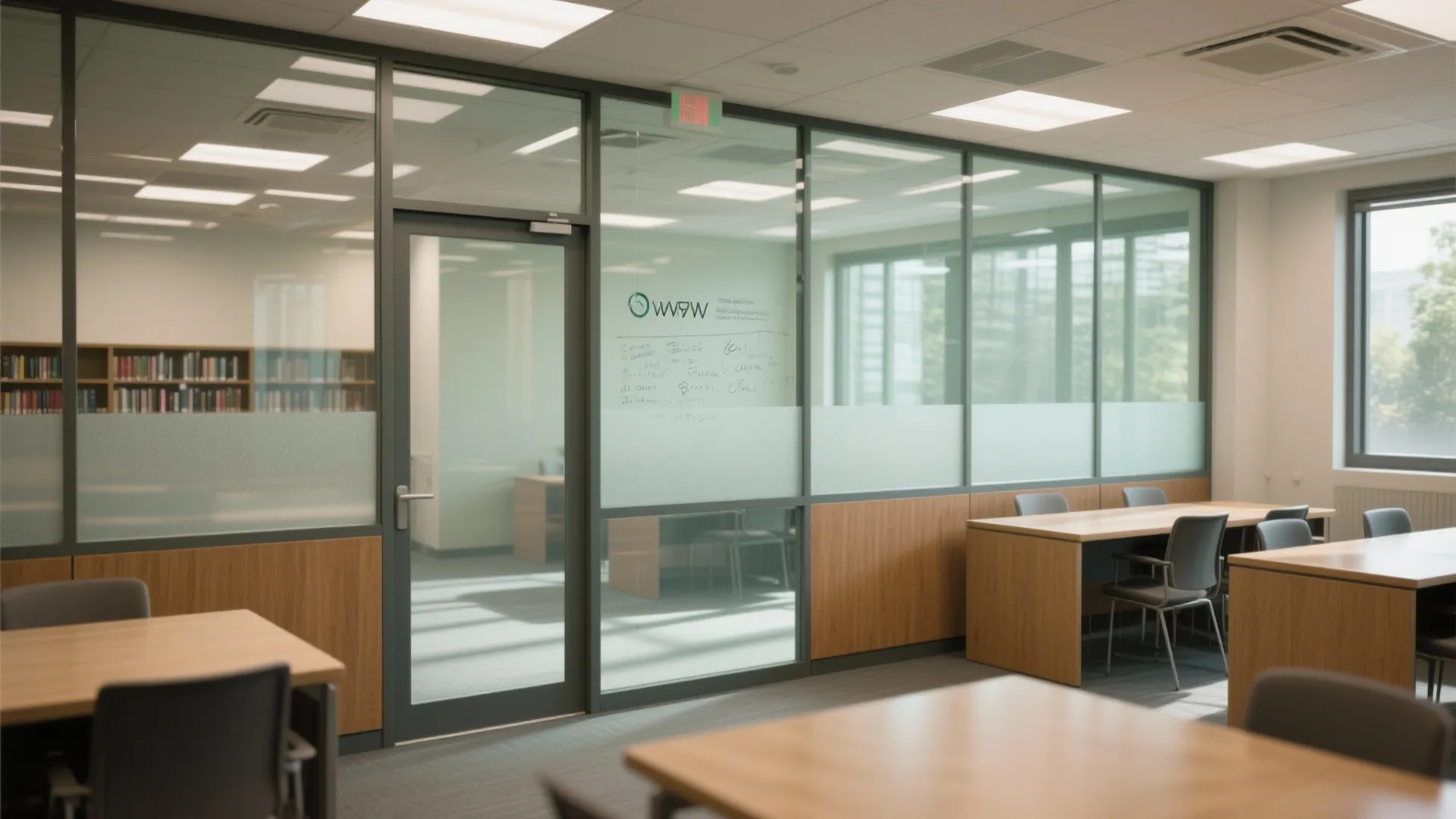 Privacy with transparency: glass partitions and writable walls