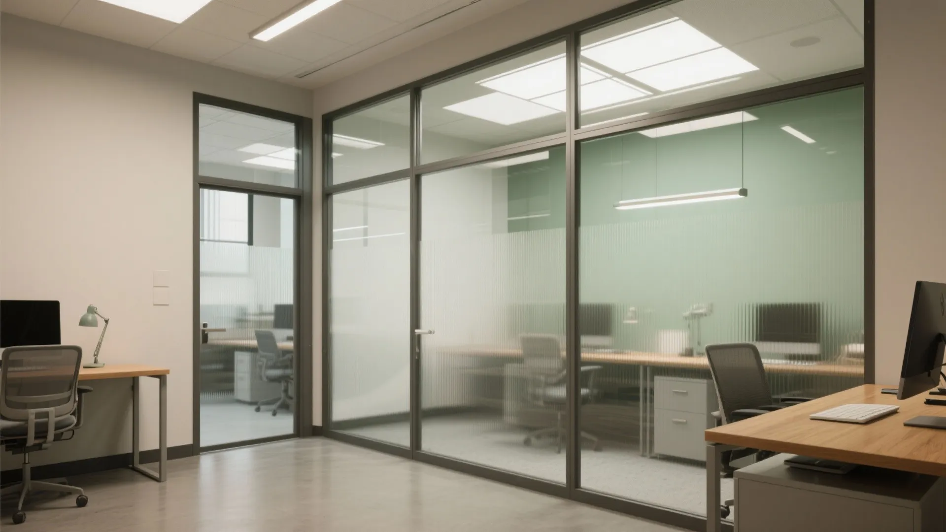 Transparent boundaries: glass partitions + daylight control